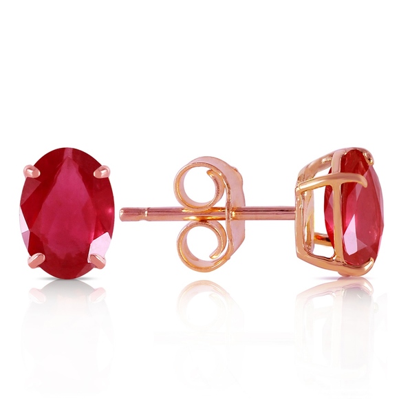 14K. SOLID GOLD STUD EARRING WITH NATURAL RUBIES